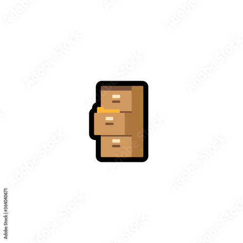 File cabinet vector icon. Isolated file cabinet, drawer illustration