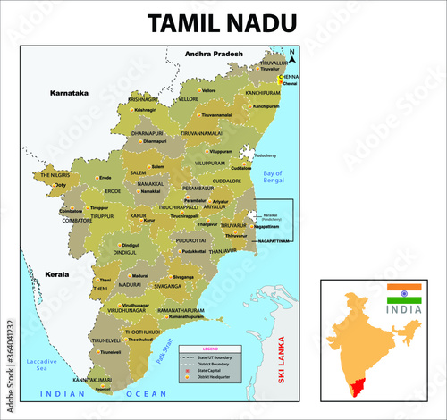 Foto Tamil Nadu map