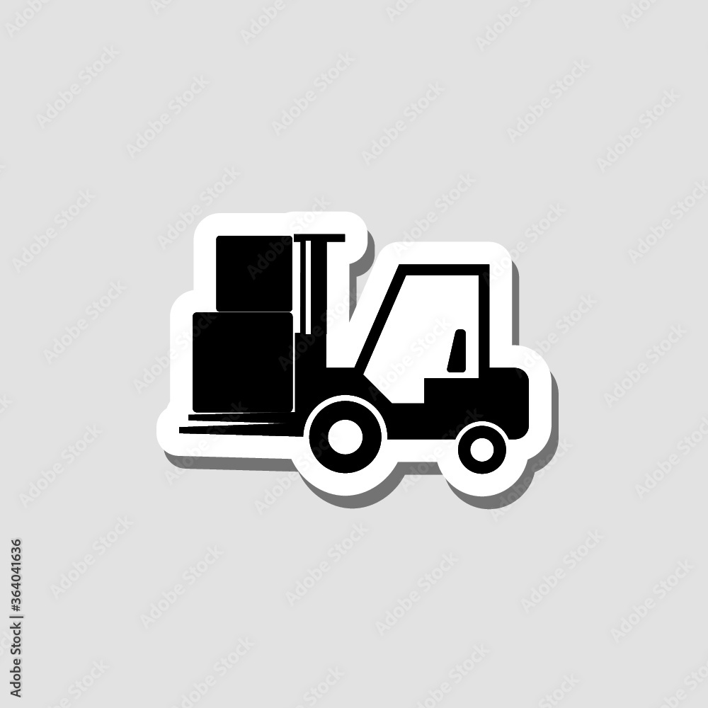 Forklift sticker icon isolated on gray background Forklift sticker icon isolated on gray background