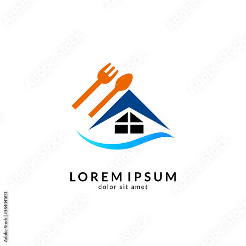 Kitchen, spoon and fork, dining restaurant, food and cafe logo vector. Culinary food symbol/icon design template