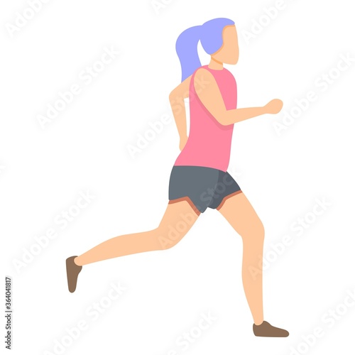 Girl running in shorts icon. Cartoon of girl running in shorts vector icon for web design isolated on white background