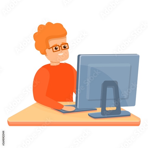 Programming kid new app icon. Cartoon of programming kid new app vector icon for web design isolated on white background