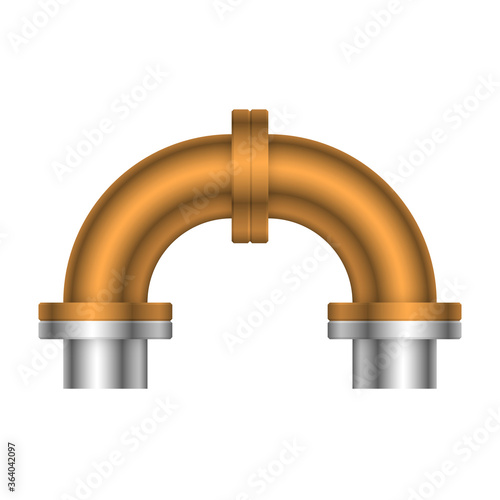 Pipe vector. Made from steel or metal connection by flange fitting fixing by screw and bolt. Part for pipeline construction to transportation oil and gas in industry, water in plumbing and irrigation.
