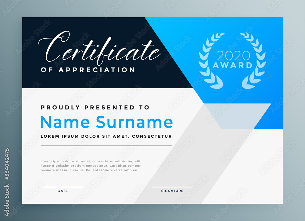 certificate of appreciation blue professional template design - obrazy, fototapety, plakaty 