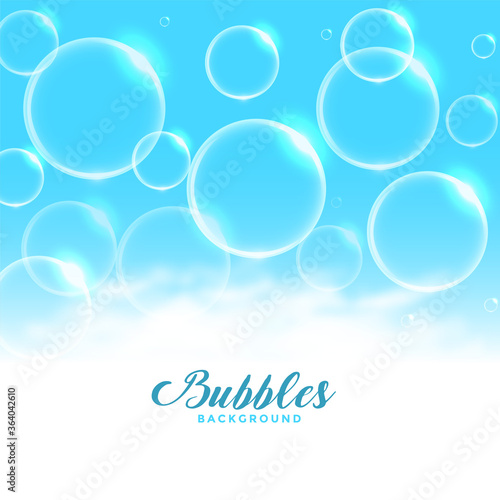 blue water or soap floating bubbles background design
