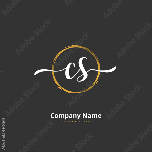 C S CS Initial handwriting and signature logo design with circle. Beautiful design handwritten logo for fashion, team, wedding, luxury logo.