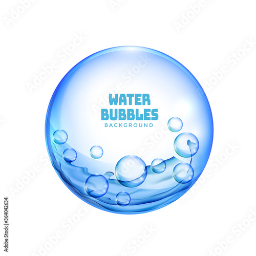isolated blue transparent water bubbles background design