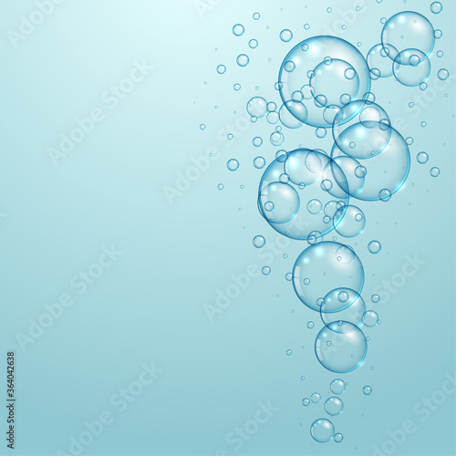 blue background with floating water bubbles design