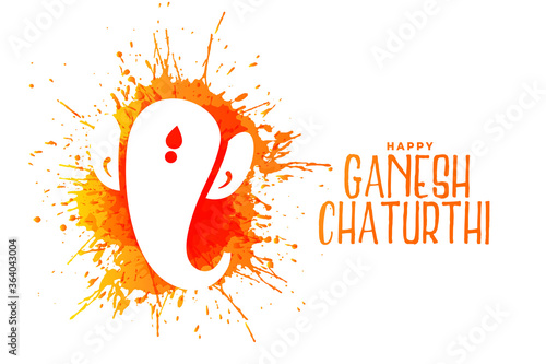 happy ganesh chaturthi festival background with orange splashes