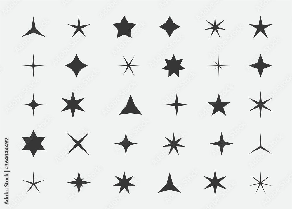 Set of stars and highlights. Star icon. Vector illustration. Set of stars and highlights. Star icon. Vector illustration.