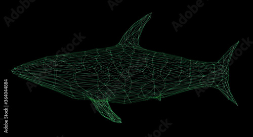 Wireframe polygonal shark