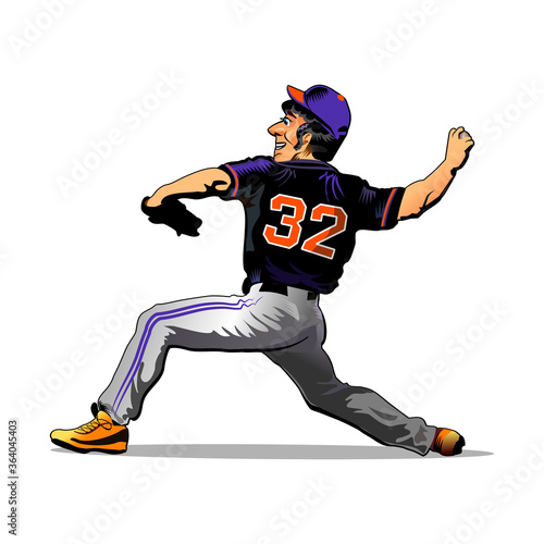 Baseball pitcher throws ball. Square shot.