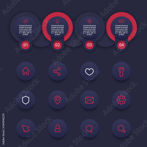 business infographics template with line icons set, vector