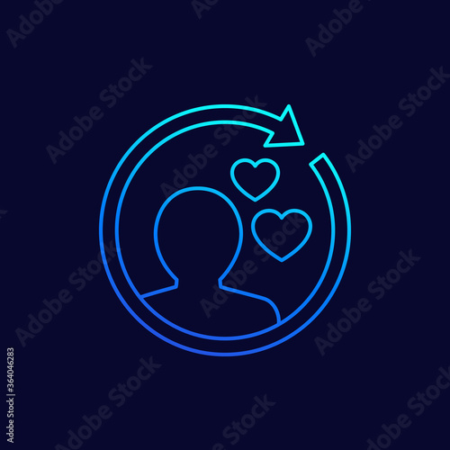 customer retention icon, client satisfaction, happy customer linear design