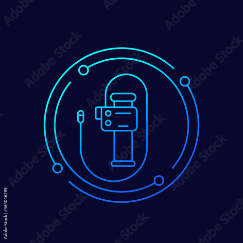 endoscope, endoscopy, colonoscopy line vector icon
