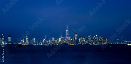 Manhattan night panoramic view from Staten Island