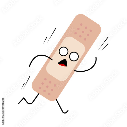 illustration vector of medical adhesive plaster. cute cartoon plaster character. isolated on white background.