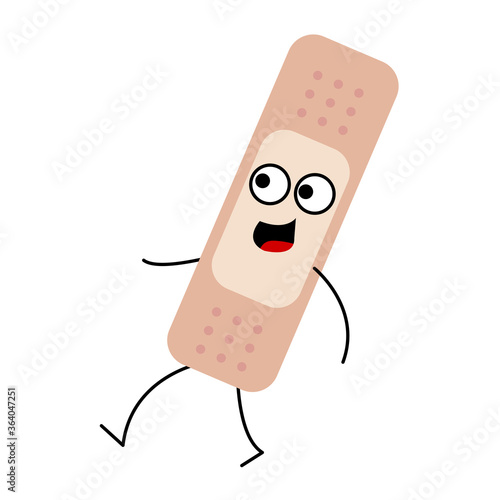 illustration vector of medical adhesive plaster. cute cartoon plaster character. isolated on white background.
