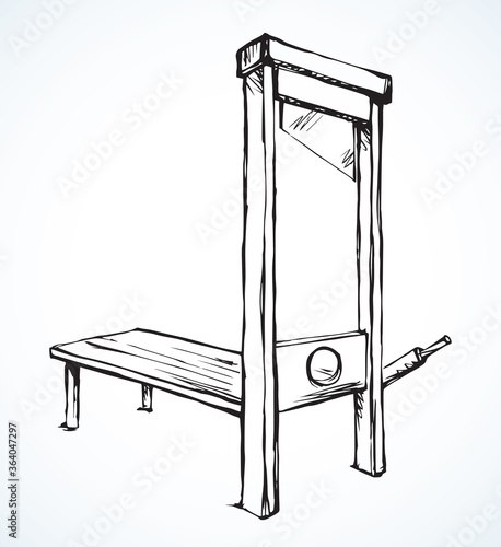 The ancient guillotine. Vector drawing