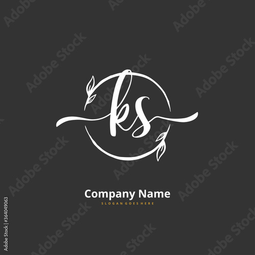 K S KS Initial handwriting and signature logo design with circle. Beautiful design handwritten logo for fashion, team, wedding, luxury logo.