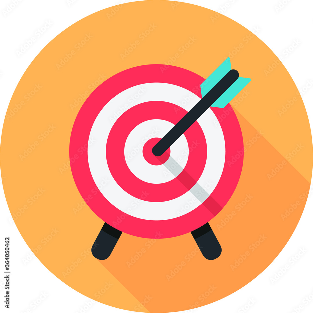 Purpose, success flat icon on orange background, vector symbol Purpose, success flat icon on orange background, vector symbol