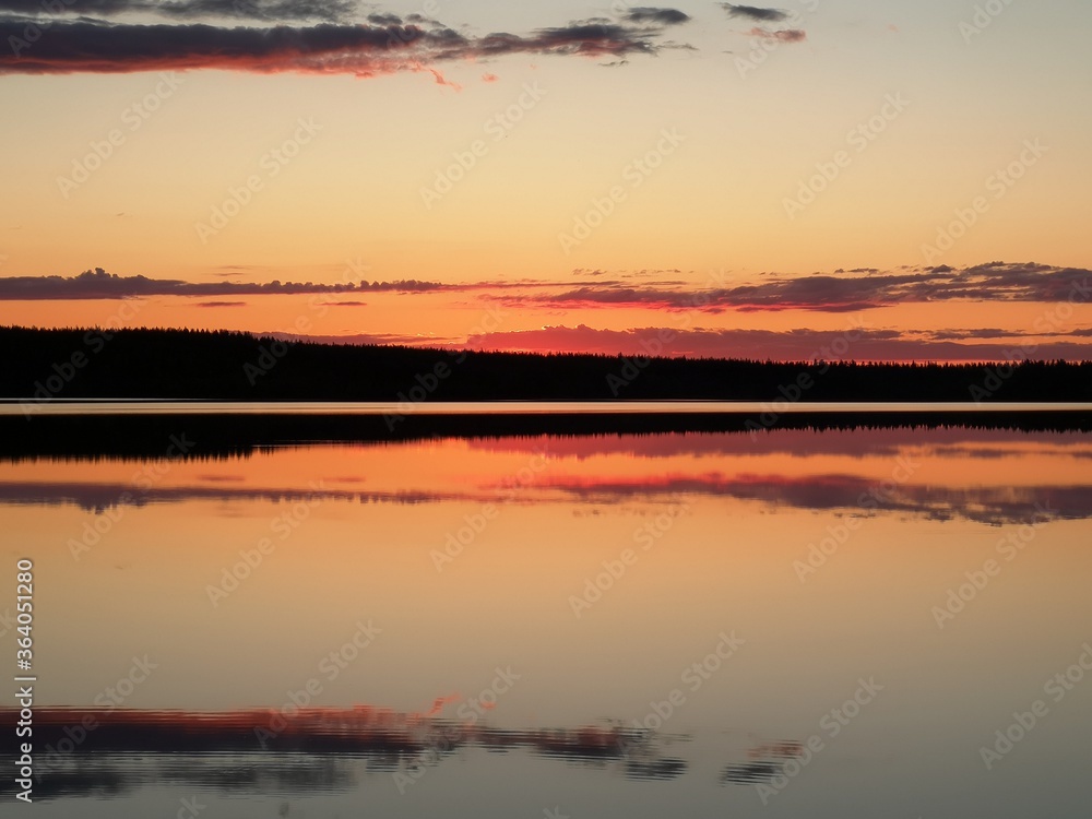 sunset over the lake