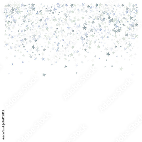silver stars background, sparkling christmas lights confetti isolated on white. magic shining Flying stars glitter backdrop, sparkle vector border.