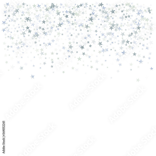 silver stars background, sparkling christmas lights confetti  isolated on white. magic shining Flying stars glitter backdrop, sparkle vector border.
