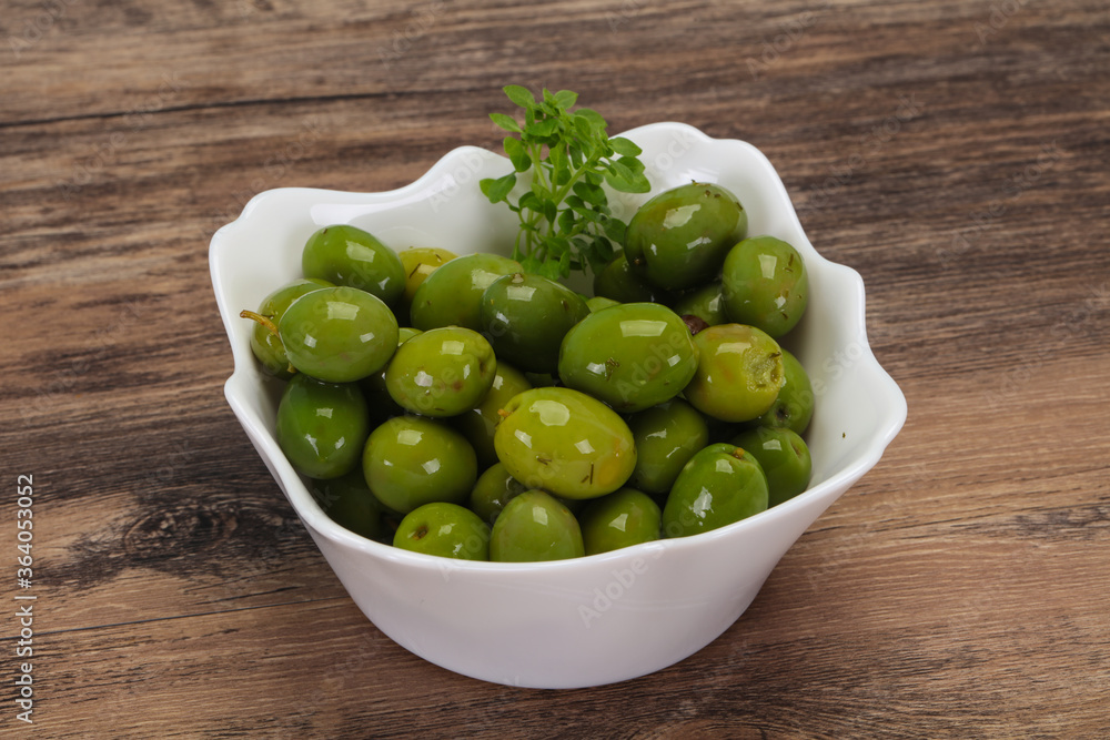 Green Campo Real olives in the bowl Green Campo Real olives in the bowl