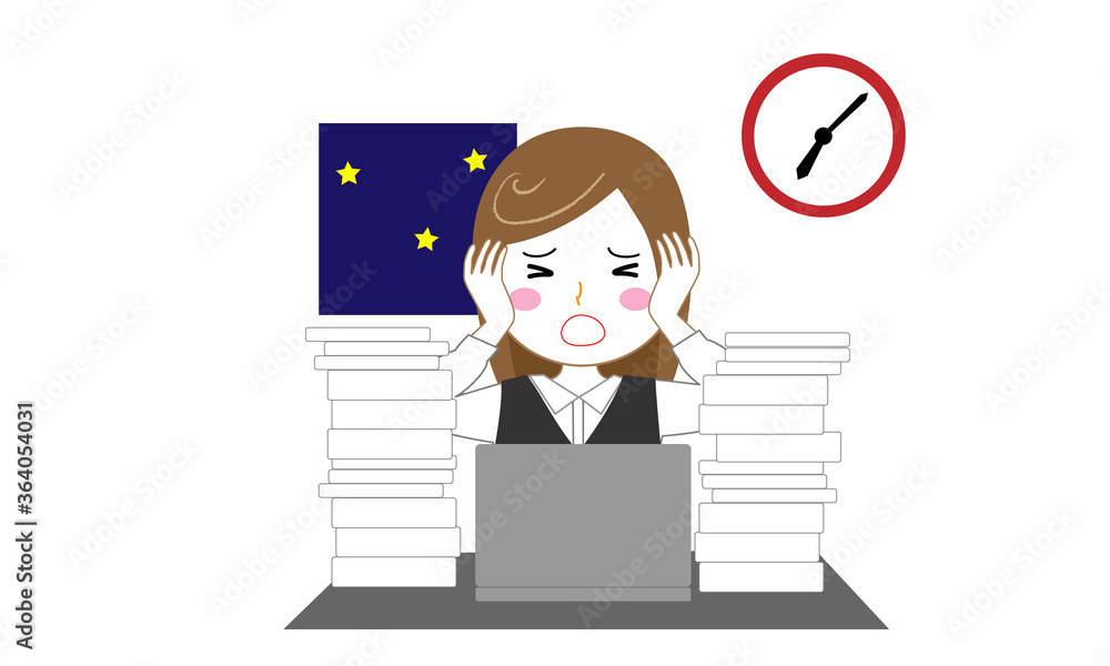 仕事がありすぎて今日も残業で悲鳴をあげる若い女子従業員 仕事がありすぎて今日も残業で悲鳴をあげる若い女子従業員