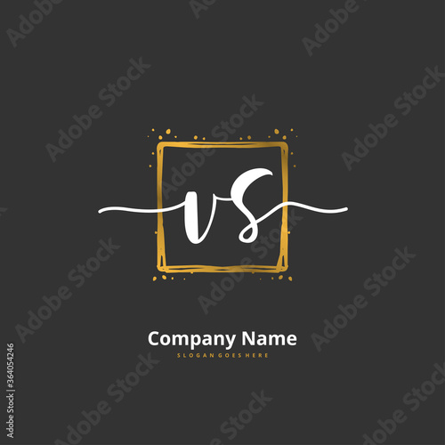 V S VS Initial handwriting and signature logo design with circle. Beautiful design handwritten logo for fashion, team, wedding, luxury logo.