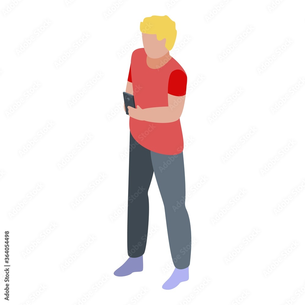 Boy smartphone programming icon. Isometric of boy smartphone programming vector icon for web design isolated on white background
