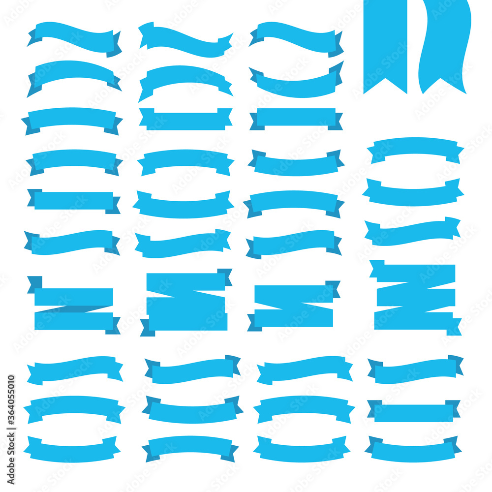 Blue Ribbons Banners. Flat blue ribbons set vector Blue Ribbons Banners. Flat blue ribbons set vector