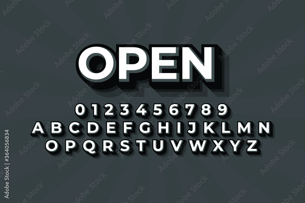 Fototapeta premium Modern 3D font and alphabet for poster, sticker vector
