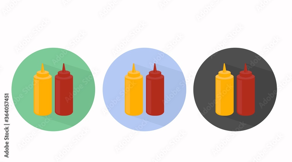 Vector Isolated Set of Ketchup and Mustard Icons Vector Isolated Set of Ketchup and Mustard Icons
