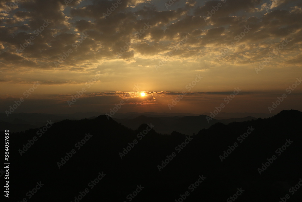 Beautiful landscape in mountains at sunrise, travel concept background, Pitsanulok Thailand Beautiful landscape in mountains at sunrise, travel concept background, Pitsanulok Thailand