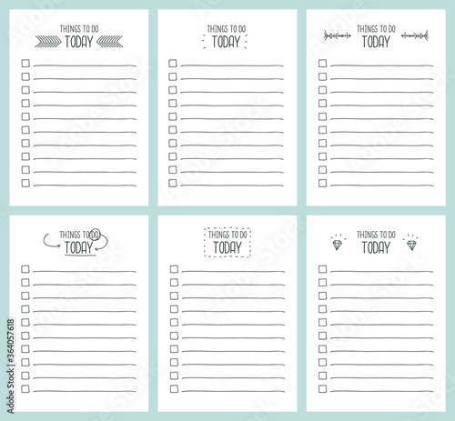 To do lists templates. With hand drawn geometric elements.
