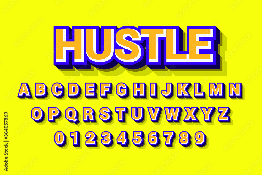 Modern 3D font and alphabet for poster, sticker vector Modern 3D font and alphabet for poster, sticker vector
