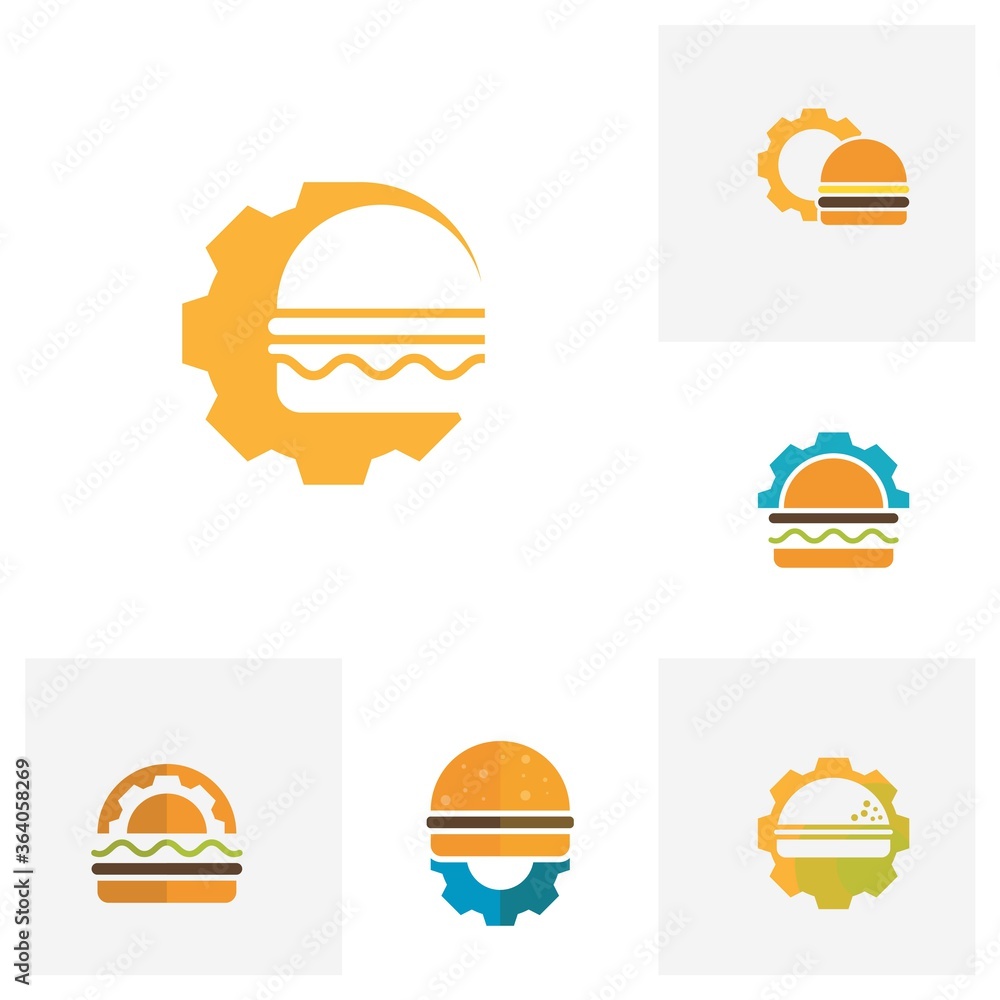 Fototapeta premium Set of Burger Logo design Concepts, Burger bakery logo design vector