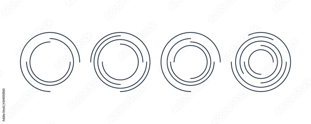 Set of Circle Line Shapes. Hand Drawn Circles in Spiral Lines Style isolated on White Background. Flat Vector Decorative Design Template Elements. Set of Circle Line Shapes. Hand Drawn Circles in Spiral Lines Style isolated on White Background. Flat Vector Decorative Design Template Elements.