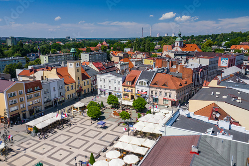 Rybnik. Poland. Aerial view of main square and city center of Rybnik, Upper Silesia. Poland.