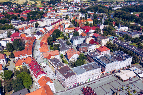 Raciborz. Poland. Aerial view of main square and city center of Raciborz, Upper Silesia. Poland.