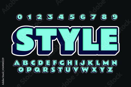 Modern 3D font and alphabet for poster, sticker vector