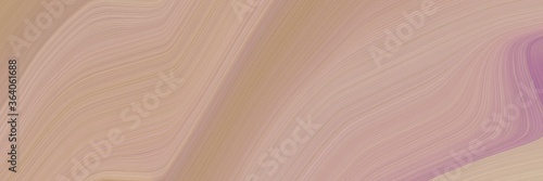 abstract moving horizontal header with rosy brown, silver and baby pink colors. fluid curved flowing waves and curves for poster or canvas