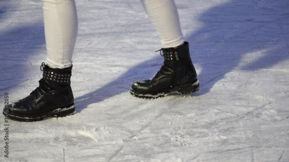 black leather boots in the snow black leather boots in the snow