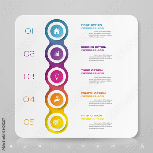 5 steps simple&editable process chart infographics element. EPS 10.	
