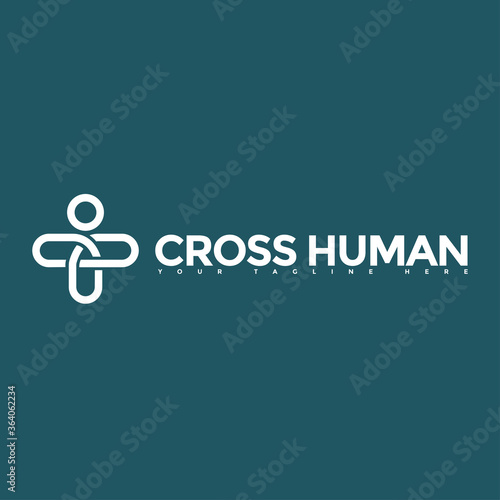 cross human medical logo simple line art