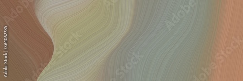 abstract colorful designed horizontal header with gray gray, pastel brown and rosy brown colors. fluid curved flowing waves and curves for poster or canvas