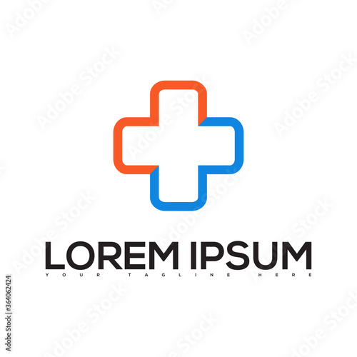 orange and blue medical cross