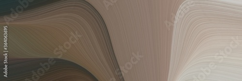 abstract flowing designed horizontal header with pastel brown, silver and dark slate gray colors. fluid curved lines with dynamic flowing waves and curves for poster or canvas